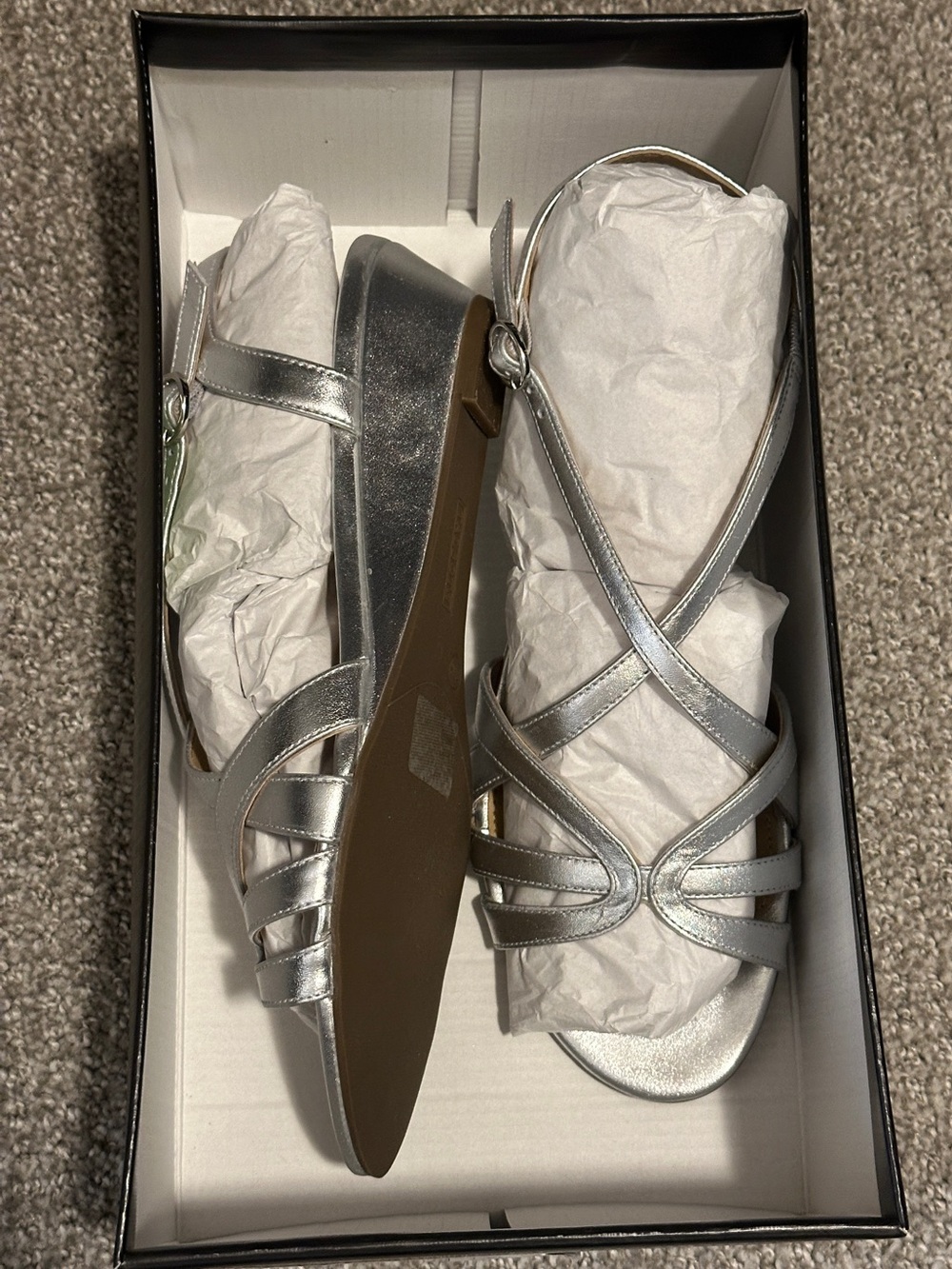 Talbots Silver Capri Strappy Sandals